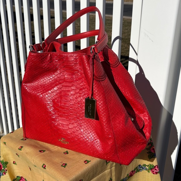 Coach Edie Python Handbag EUC, Color Watermelon - Picture 2 of 12